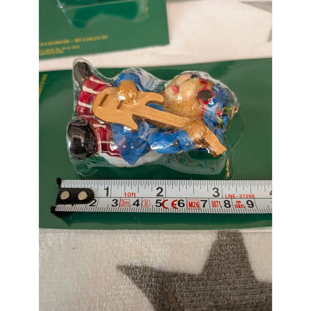 Set of 4 New Old Stock Kurt Adler Guitar Christmas Ornaments Santa, Snowman
